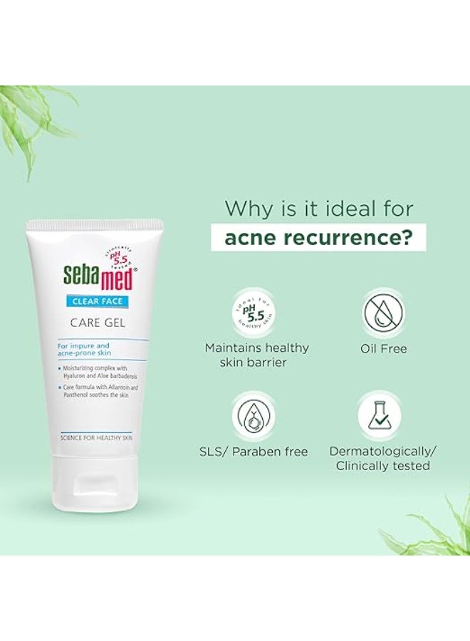Sebamed Clear Face Care Gel 50 ml|pH 5.5 |Acne/ pimple prone skin|Hyaluronic acid & Aloe Vera|Water based Moisturiser | non sticky l Toxin free - Image 2